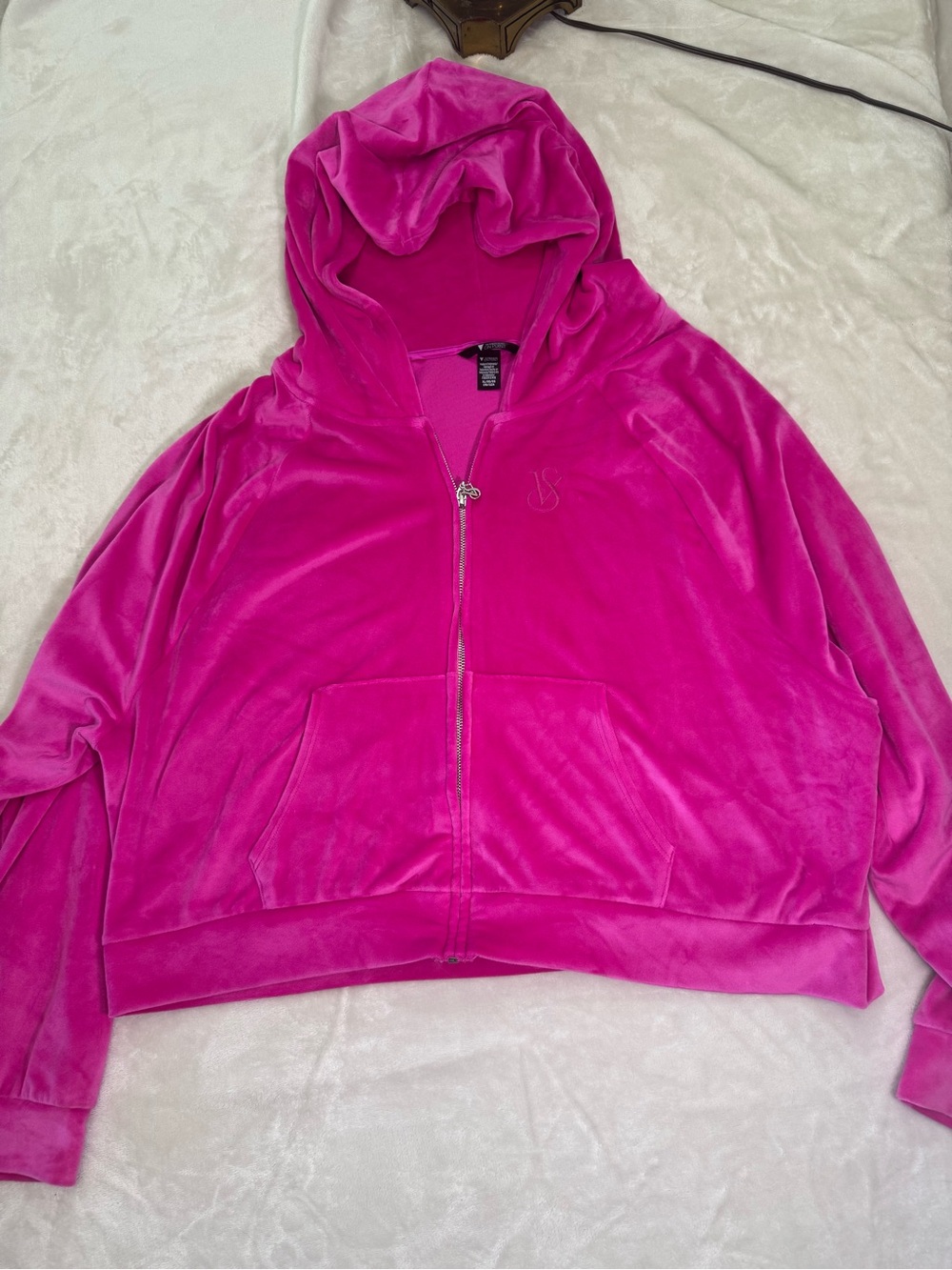 Victoria's Secret Hot Pink Velour Zip Hoodie